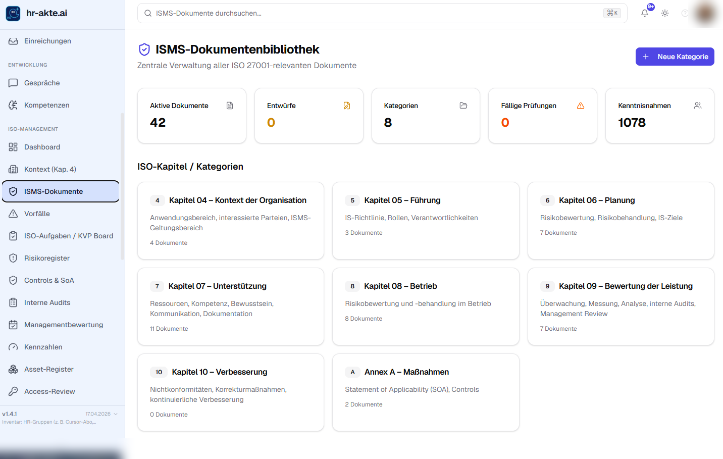 ISMS-Dokumentenbibliothek nach ISO-Kapiteln